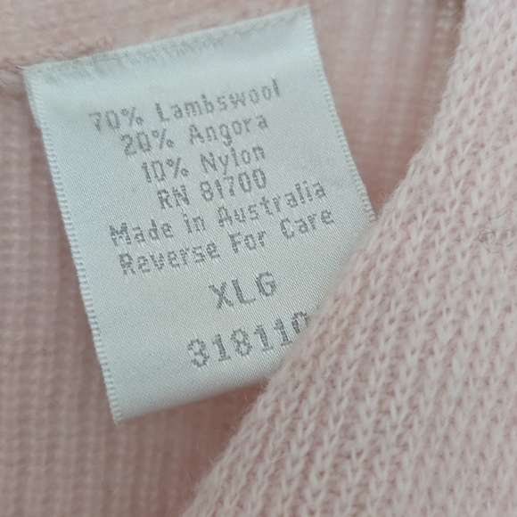 Elisabeth Williams by Blair Lambswool Angora Pink Button Down Sweater, size XL - Picture 2 of 13